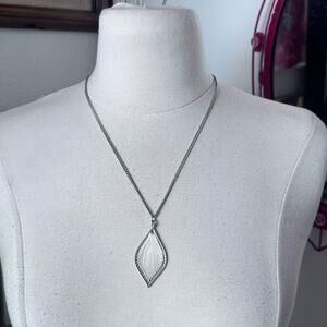 white feather pendant silver necklace